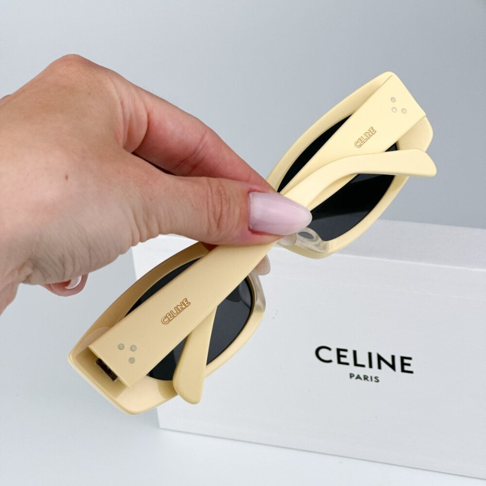 Celine CL40245U 39A BRAND NEW Sunglasses Butter Beige Smoke Geometric Unisex - Picture 4 of 10